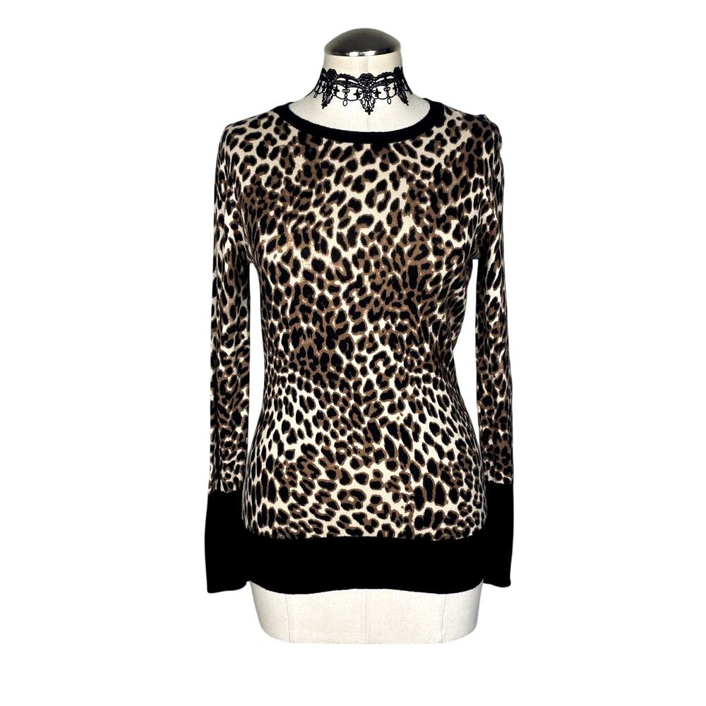 Leopard Print Grunge Whimsigoth Gothic Emo Alt Long Sleeve‎ Sweater Sz S
